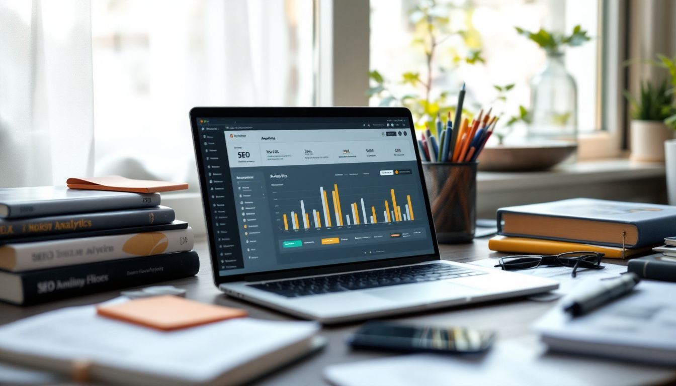 Ordinateur montrant un grpahique lors de l'analyse des données d'un audit de contenu